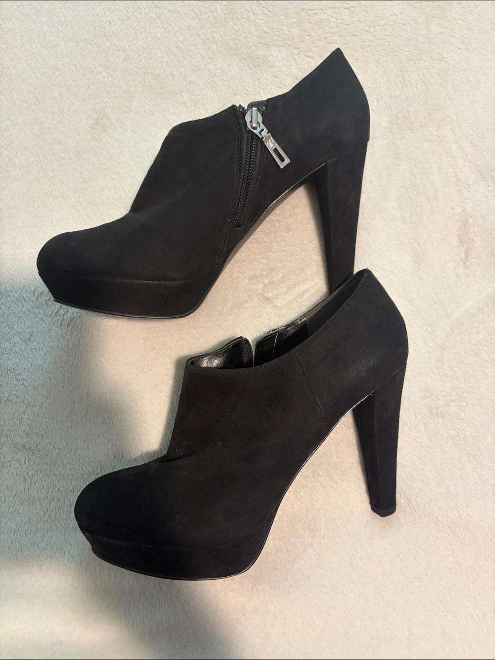 American Eagle Black Suede Platform High Heel Booties - Women